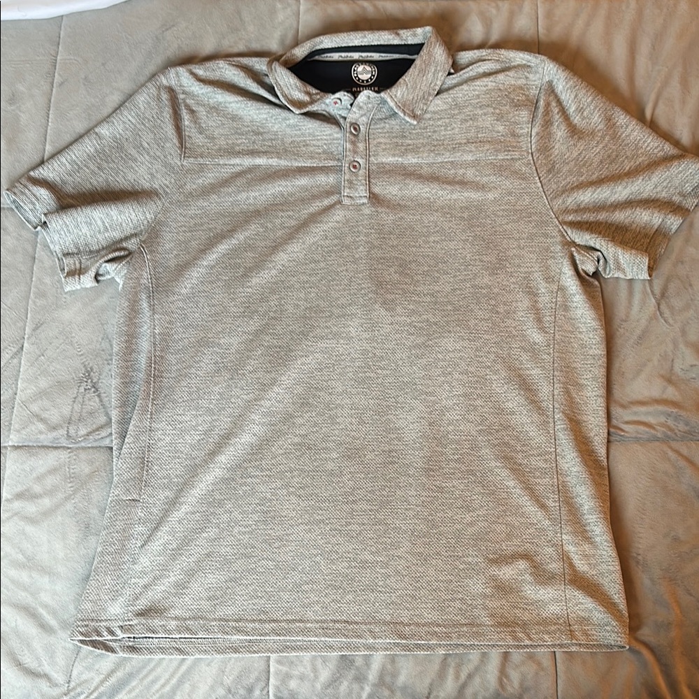 Flag & Anthem Performance Gray Polo Shirt with Heathered Texture